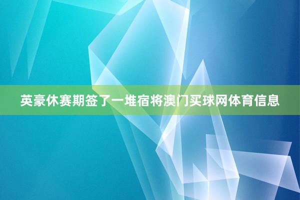 英豪休赛期签了一堆宿将澳门买球网体育信息