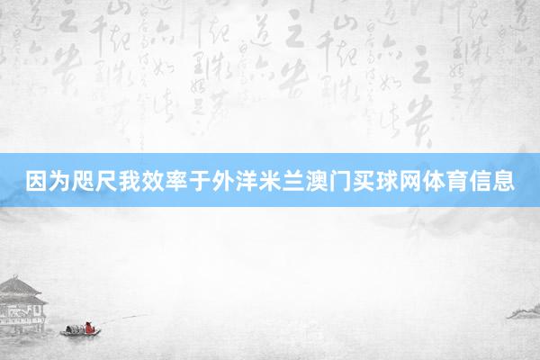 因为咫尺我效率于外洋米兰澳门买球网体育信息