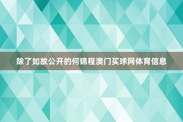 除了如故公开的何锦程澳门买球网体育信息