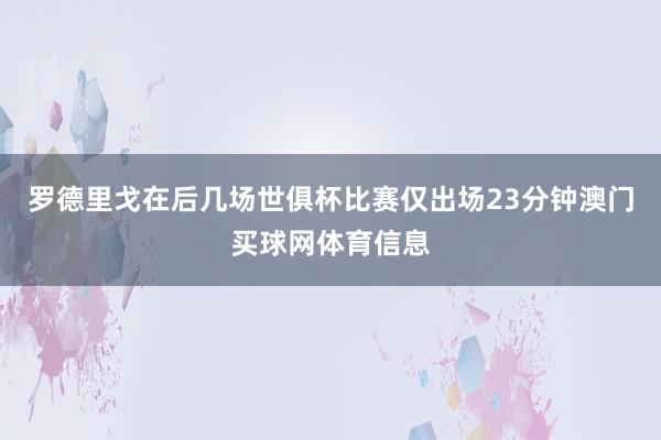 罗德里戈在后几场世俱杯比赛仅出场23分钟澳门买球网体育信息