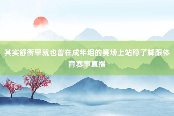 其实舒衡早就也曾在成年组的赛场上站稳了脚跟体育赛事直播