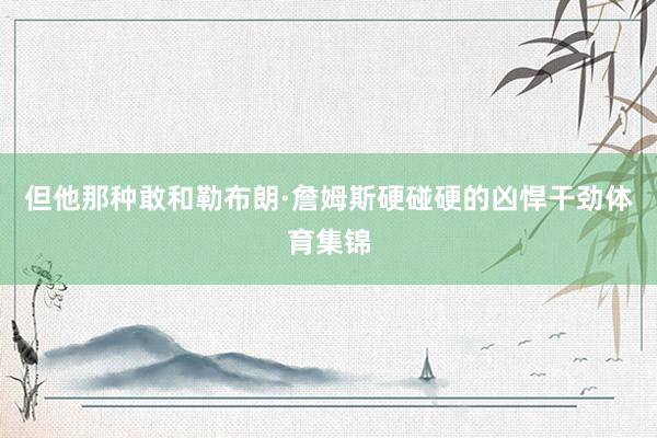 但他那种敢和勒布朗·詹姆斯硬碰硬的凶悍干劲体育集锦