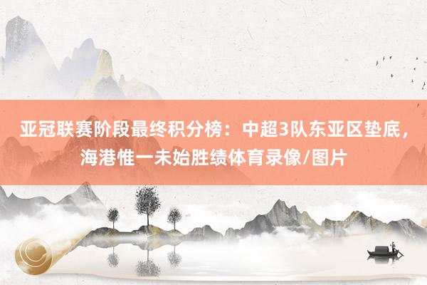 亚冠联赛阶段最终积分榜：中超3队东亚区垫底，海港惟一未始胜绩体育录像/图片