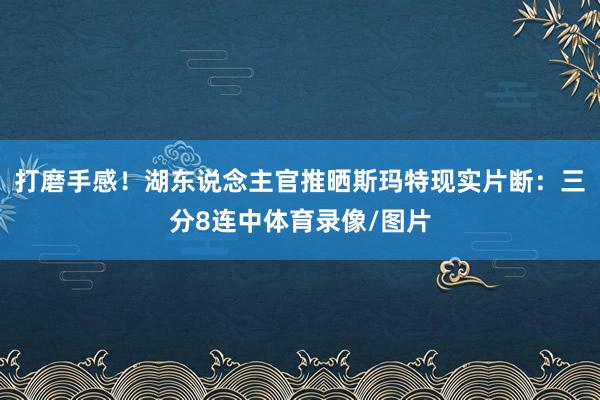 打磨手感！湖东说念主官推晒斯玛特现实片断：三分8连中体育录像/图片