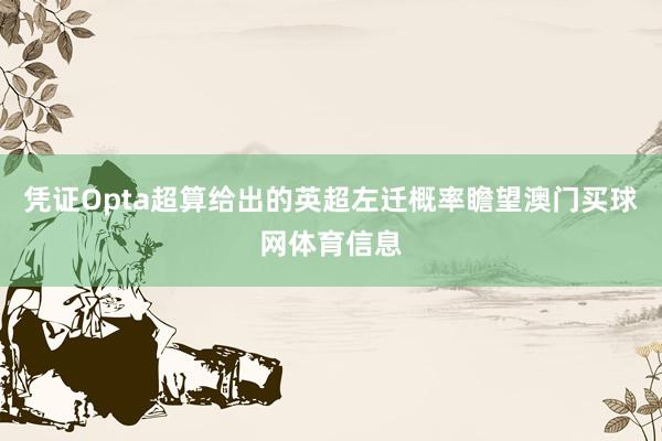 凭证Opta超算给出的英超左迁概率瞻望澳门买球网体育信息