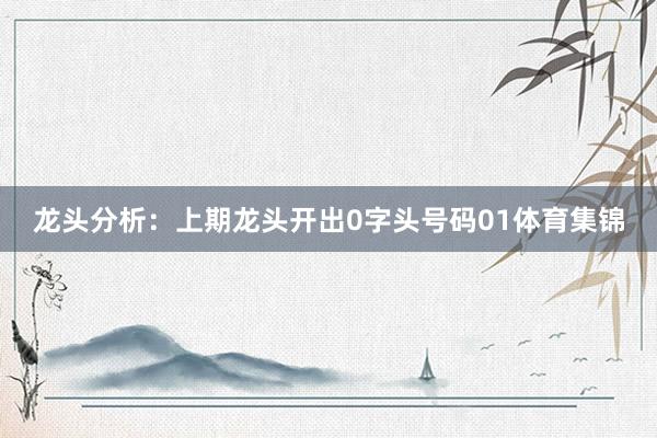 龙头分析：上期龙头开出0字头号码01体育集锦